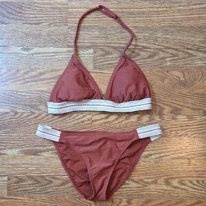 Metallic And Brown Bikini